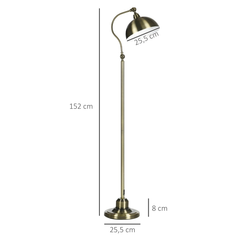 Lampada da terra ad arco retrò con paralume regolabile, finitura ottone, attacco E27 per soggiorno e camera da letto