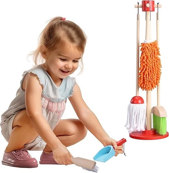 Carrello di pulizia - Carrello di pulizia per mobili - Kit di pulizia - Scopa per pulizia - Carrello per pulizia - Set per bambini