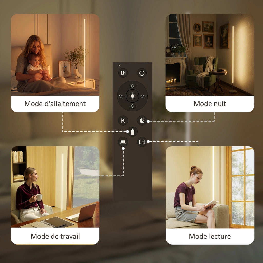 Lampada da terra LED regolabile telecomando interruttore a piede ¨C Minimal ¨C 20x150cm argento