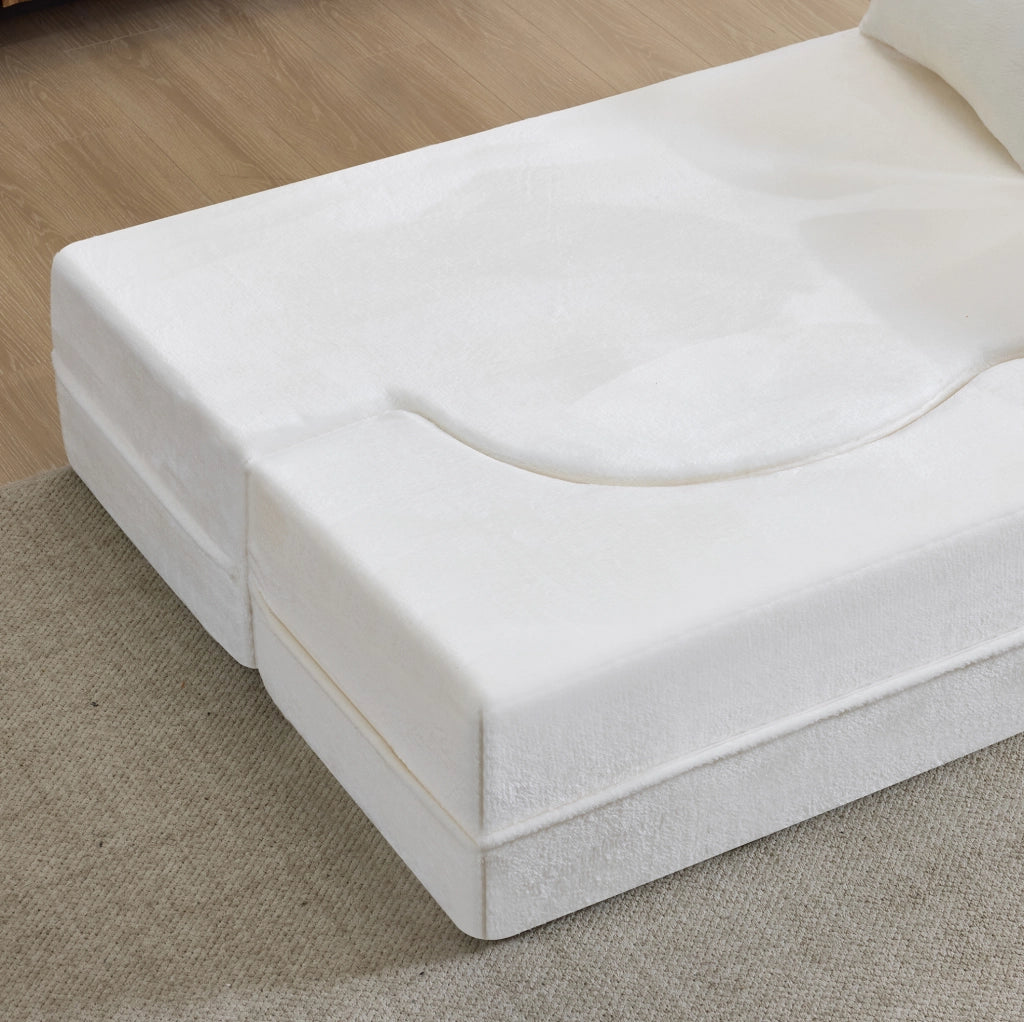 Futon pieghevole modulare in schiuma e molle; bianco