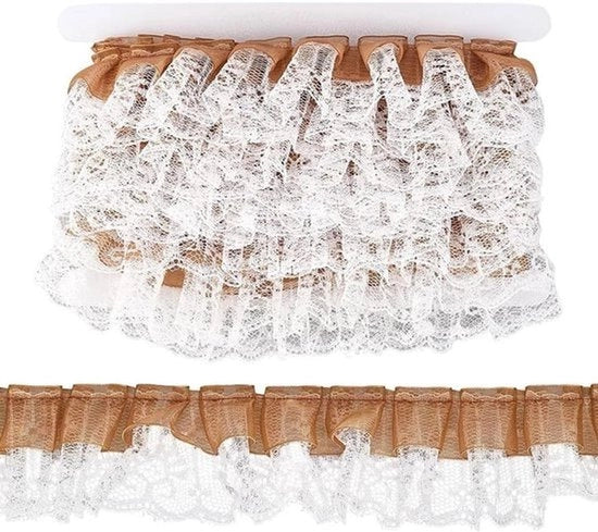 - Stoffa a rilievo - 5 metri - Bordatura decorativa - Stoffa per tovaglia - Applique - Fai da te - Perù - Doppia imbottitura rucheggio chiffon - Decorazione tule - Sartoria DIY