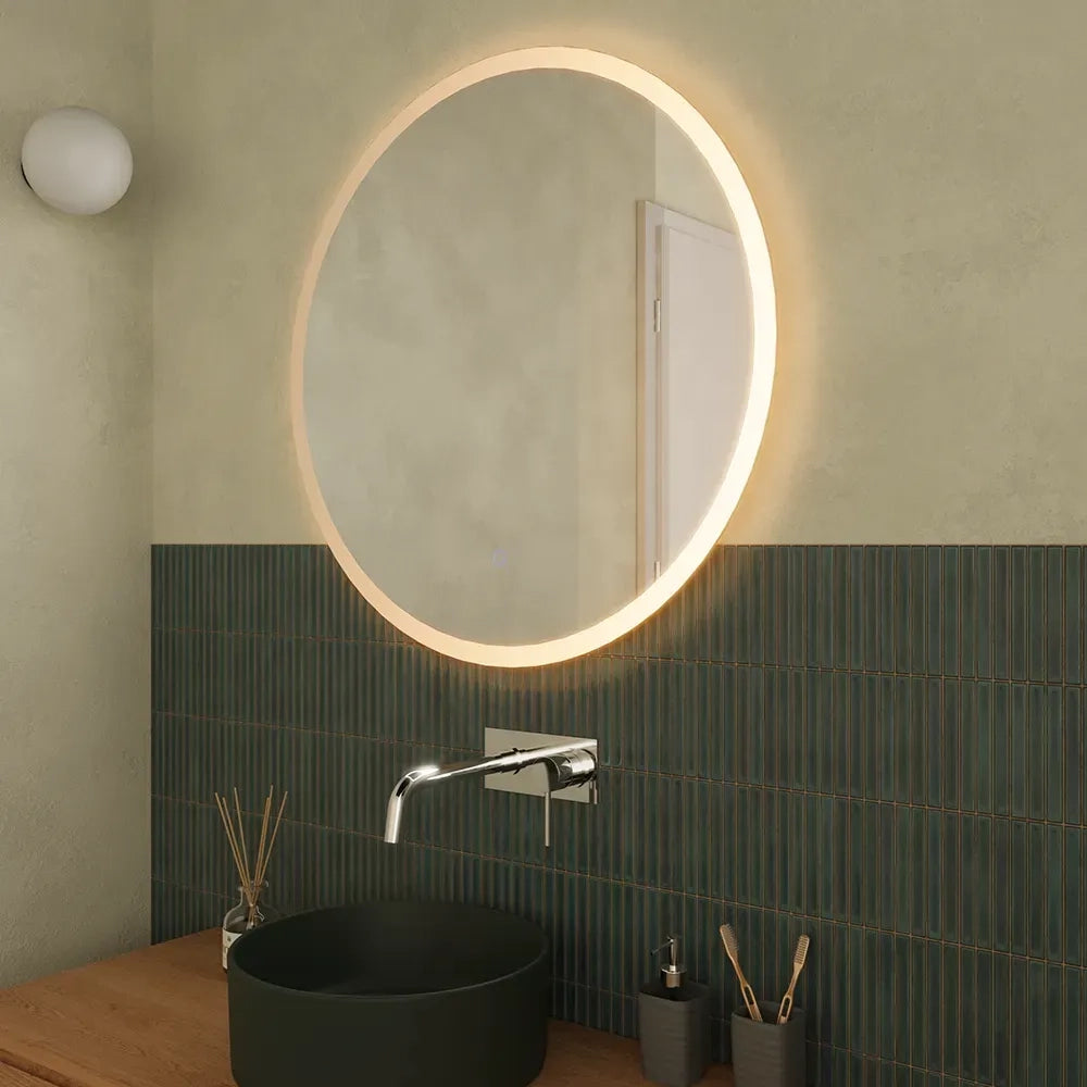 Specchio led Ø 80 cm touch screen luce calda/fredda | Beam