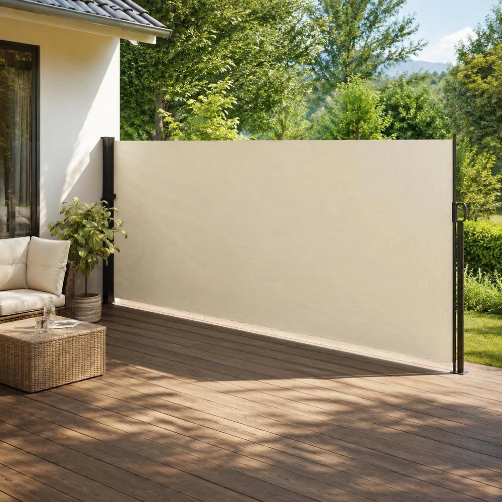 Extendable Side Awning, Cream, 160x500 Cm