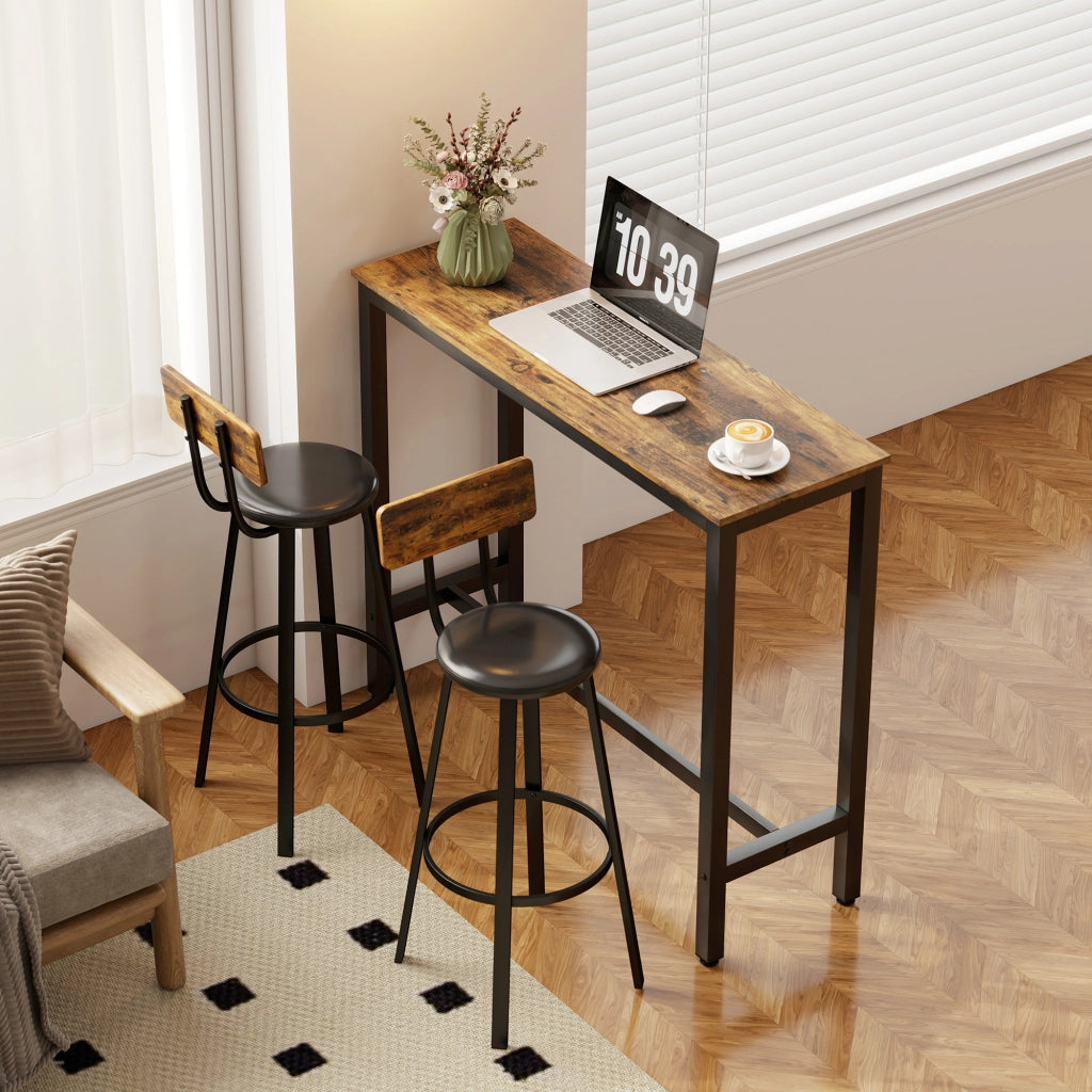 Sgabello da Bar 2 Pezzi con Schienale e Poggiapiedi ¨C Minimal ¨C Legno Massello Marrone 75.5 cm