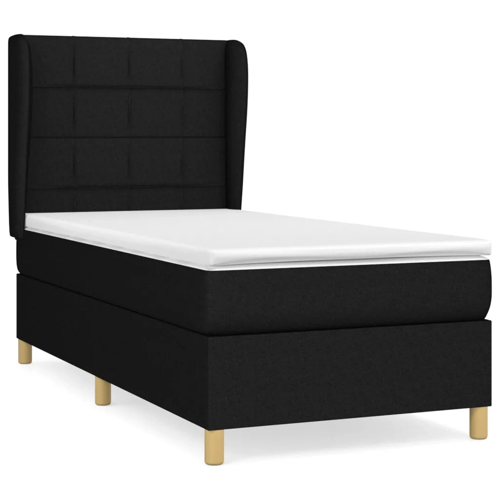 Giroletto a Molle con Materasso-Struttura Letto Nero 80x200 cm inTessuto 272521
