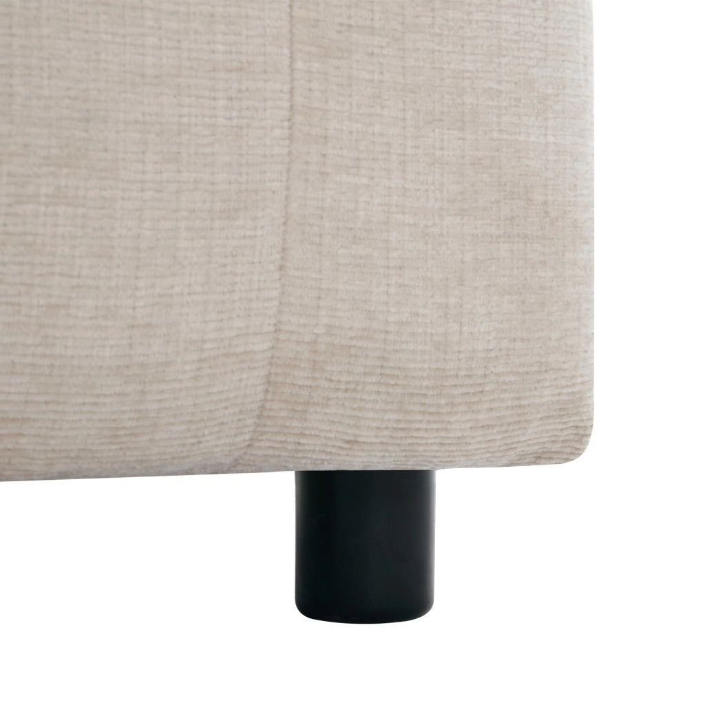 Divano angolare 3 posti 204x126 cm con pouf contenitore in ciniglia beige