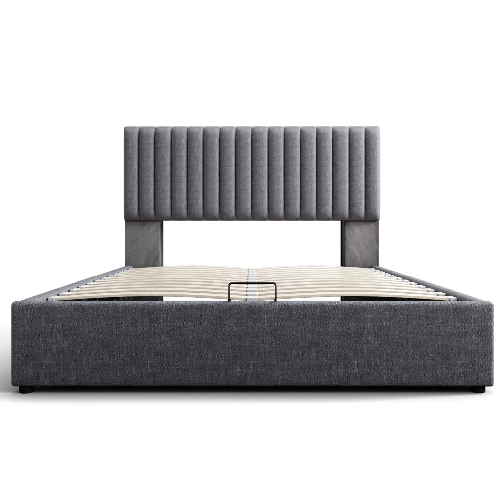 Letto matrimoniale contenitore 140x200 grigio con materasso