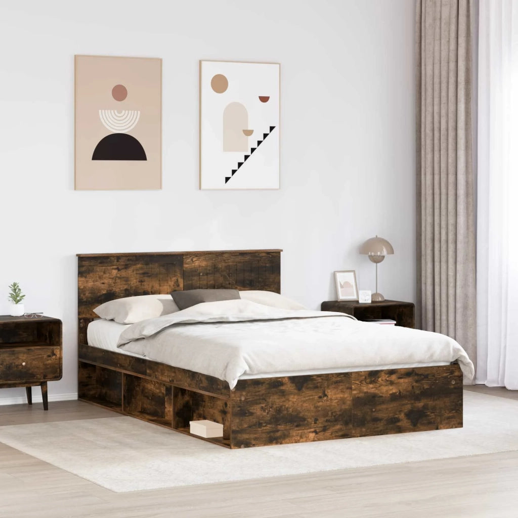 Struttura del letto Rovere fumé 140 x 190 cm Pino massello 3410604