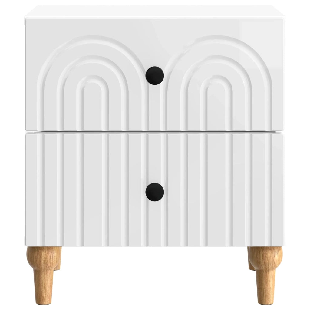 Set di 2 Comodini | Armadio da Notte | Mobiletto da notte Bianco Lucido 43 x 34,5 x 48 cm