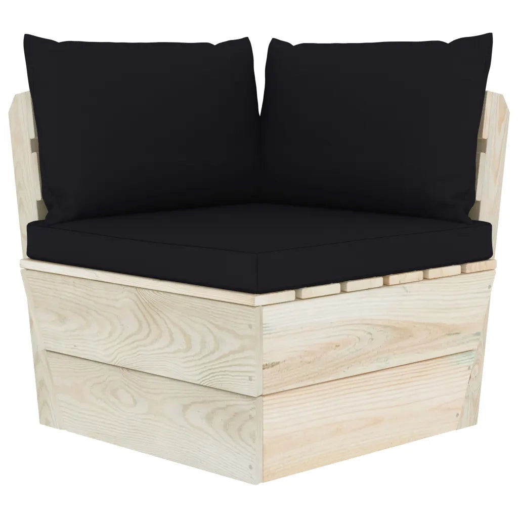 Divano Angolare da Giardino su Pallet e Cuscini-Sofa da Giardino-Divanetto da esterno Legno di Abete 175931