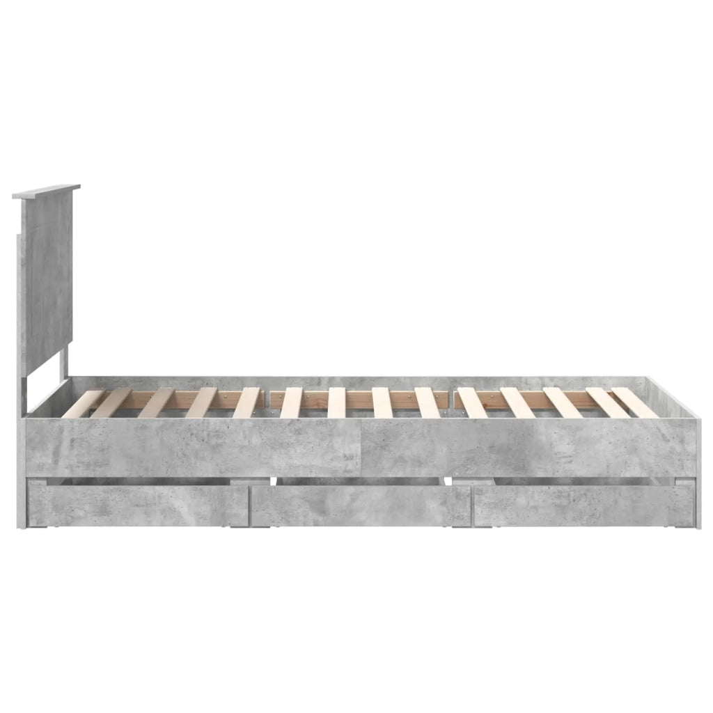 Struttura del letto con cassetto-Giroletto con contenitore-Rete del Letto Grigio cemento 90 x 190 cm 163151