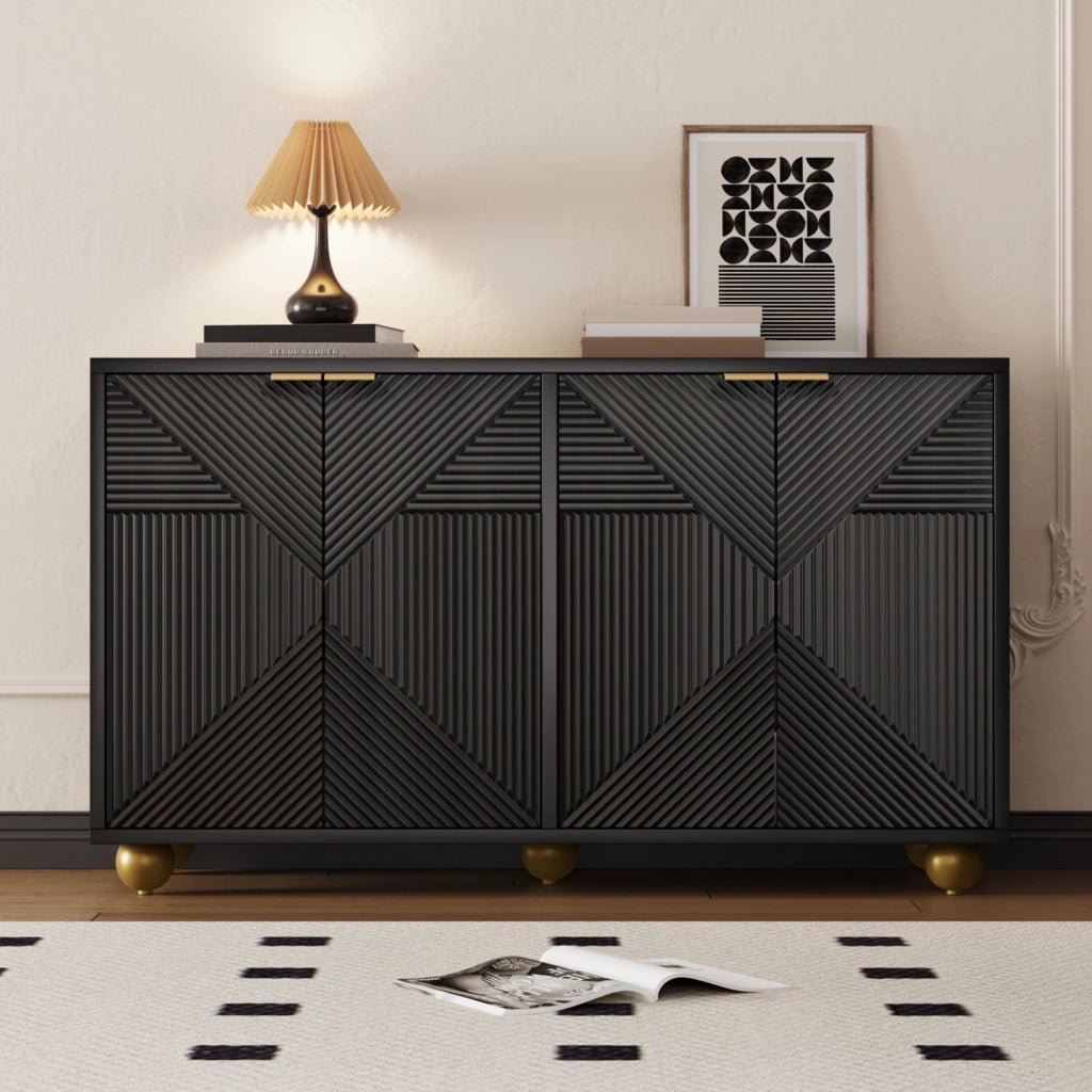 Credenza con ripiani regolabili in MDF nero