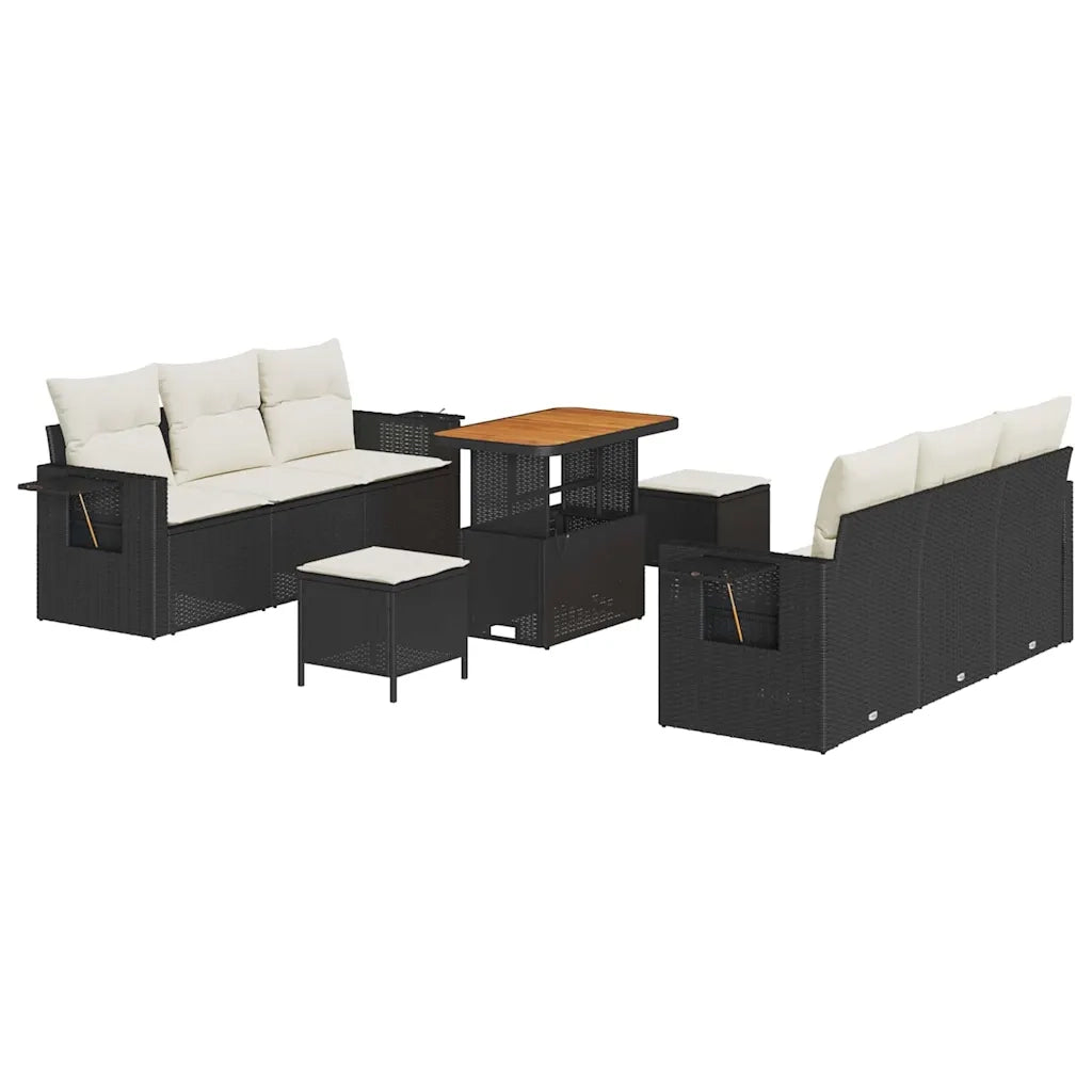 Set Divano da Giardino con cuscino 9 pcs Nero polyrattan 3361700