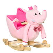 Cavallo a Dondolo con Ruote Forma Elefante ¨C Xylo ¨C Rosa 60x35x45 cm con Musica