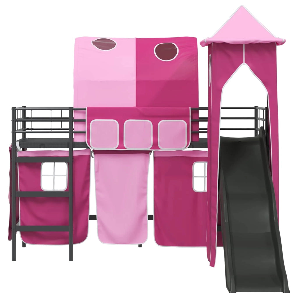 Struttura del letto loft per bambini Nero e rosa 100 x 190 cm 42020889
