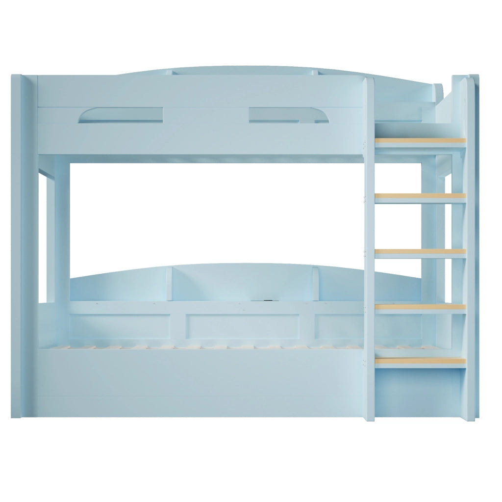 Letto a castello 90x200 cm con presa USB e ripiani azzurro HOMVRA