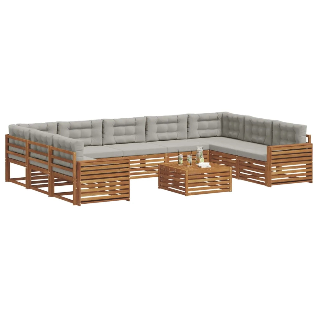 Set di divani da esterno 10 pcs Grigio Naturale e Chiaro 3374176