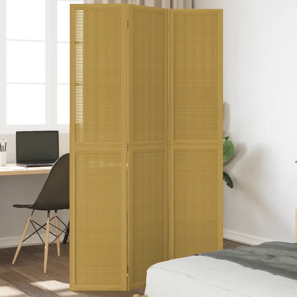 Divisorio Ambienti | Divider per stanze | Paravento 3 Pannelli Marrone Scuro Massello Paulownia