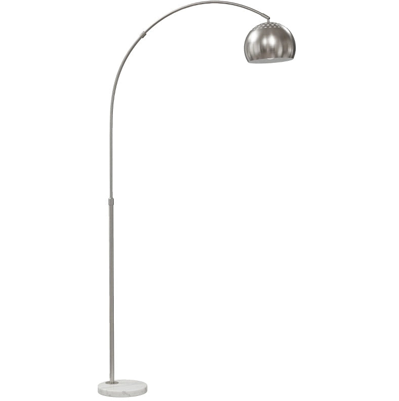 Lampada da terra ad arco 167 cm con base in marmo e paralume argento
