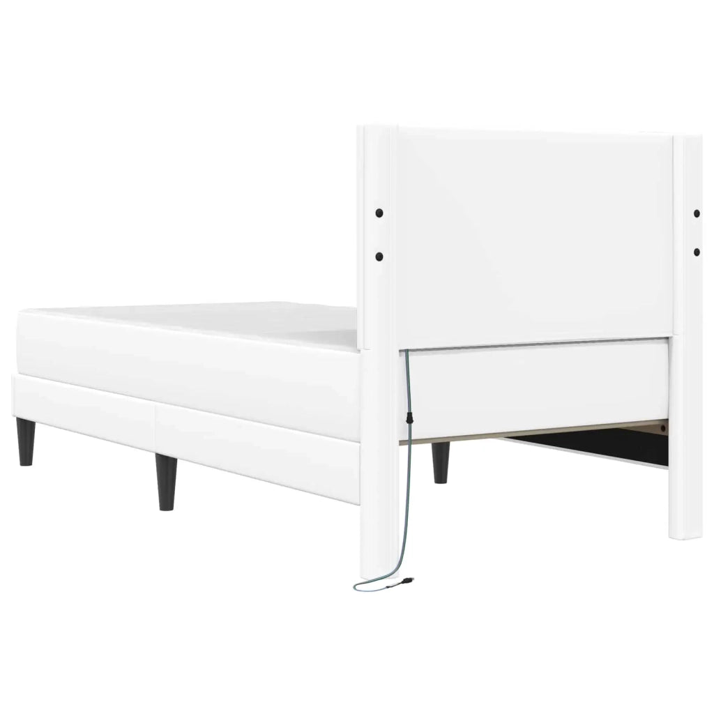 Letto singolo | Letto per adulti | Struttura del letto con testiera Bianco 80 x 200 cm Similpelle