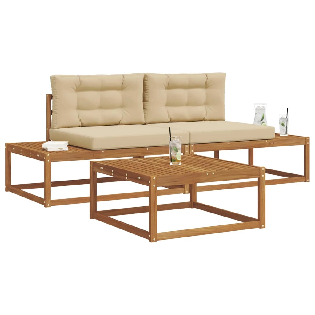 Set di divani da esterno-Sofa da giardino con cuscino Naturale e Beige 932253