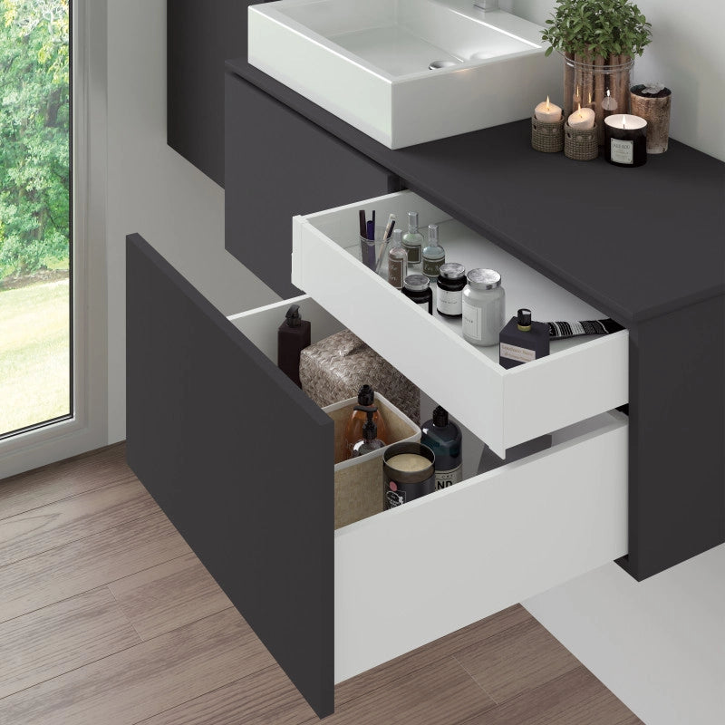 Cassetto esterno Vertex con regolazione 3D altezza 131mm, 40kg, profondità 450mm, Acciaio, Verniciato alluminio