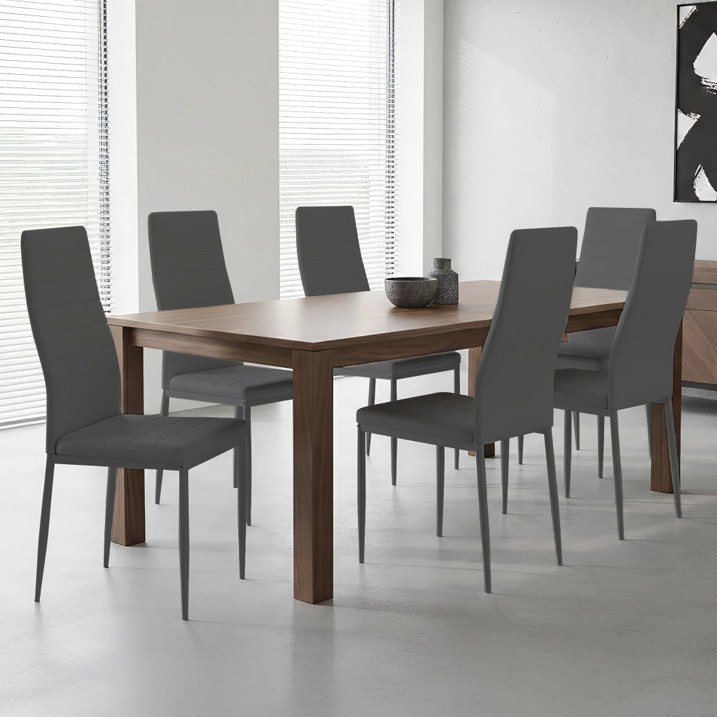 Set Sedie da Pranzo 4 o 6 Pezzi, Sedie Moderne Imbottite per Cucina Soggiorno Sala da Pranzo, Facile Montaggio con Gambe Robuste, Rivestimento in Pelle Sintetica  Grigio - 6 Pezzi