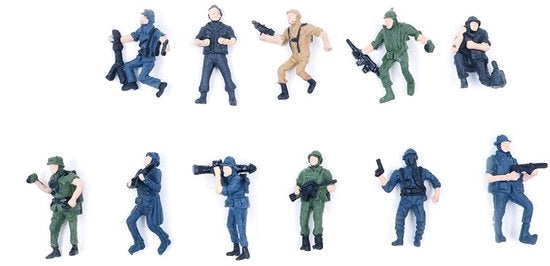 Modelli di treni per adulti 11 pezzi - Figurine miniature - Poppette in plastica - Aspetto SWAT - Leggero - Materiale duraturo - Figurine miniature
