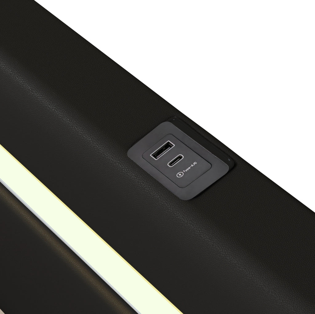 Letto imbottito 90x200 con LED, Bluetooth e ampio contenitore