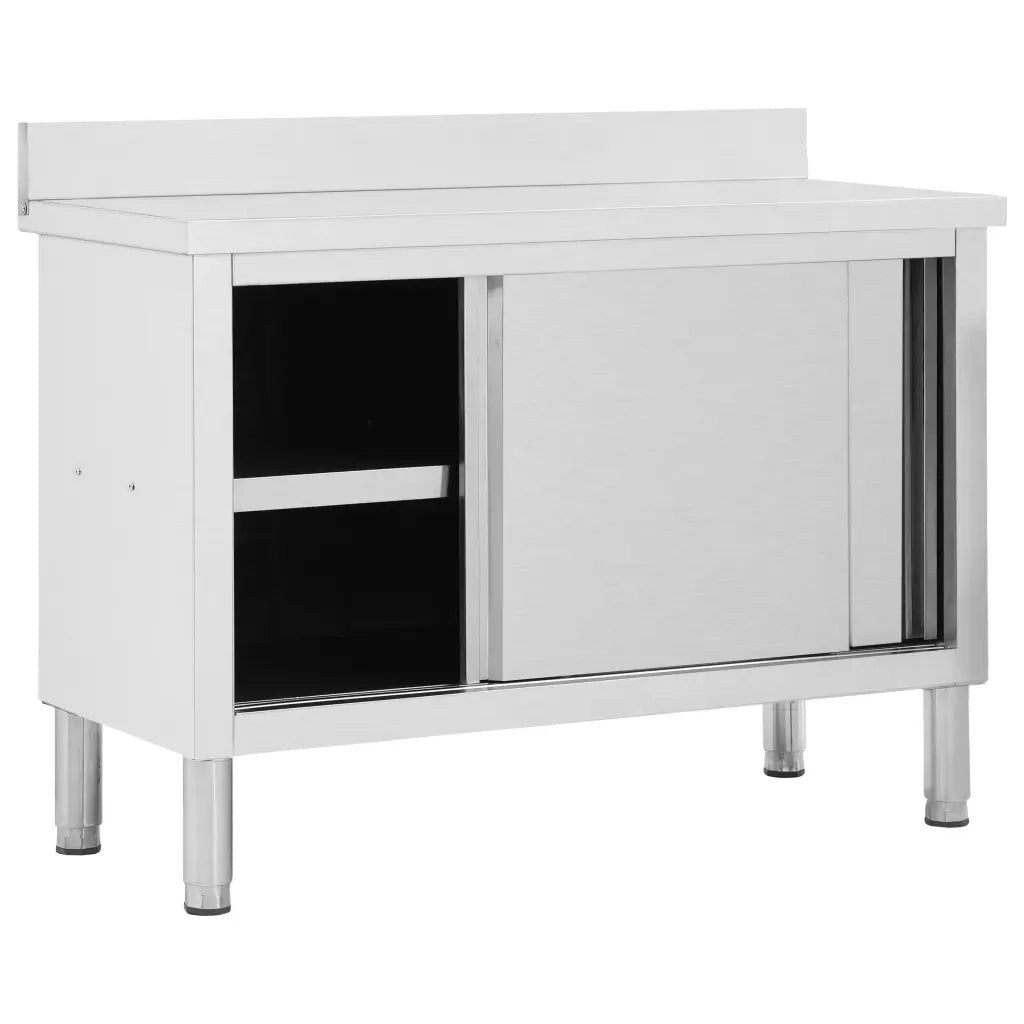 Banco da Lavoro con Ante Scorrevoli 120x50x(95-97)cm in Acciaio 51051