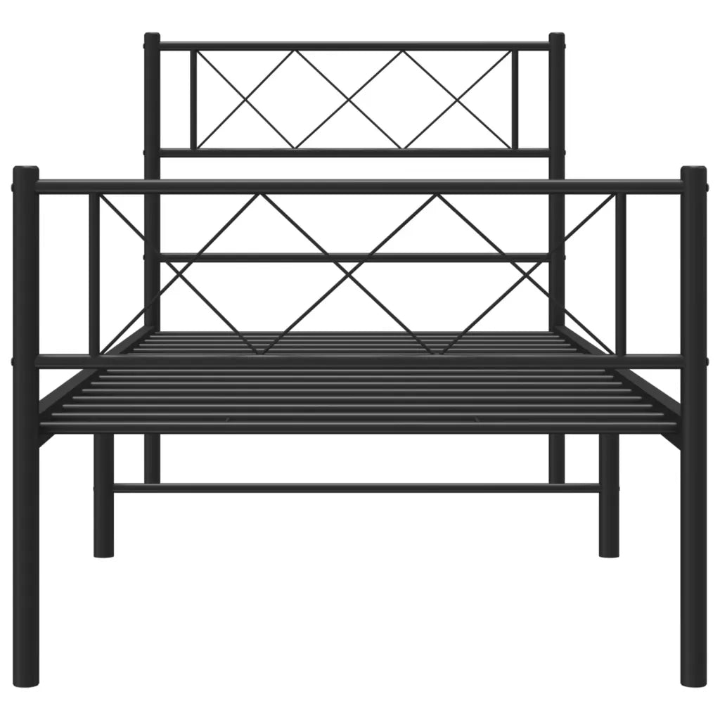 Giroletto con Testiera e Pediera Metallo Nero 75x190 cm 372285