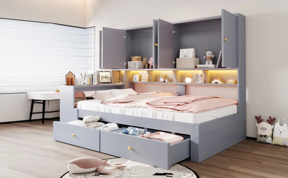 letto multifunzione mdf grigio 95 x 235 cm
