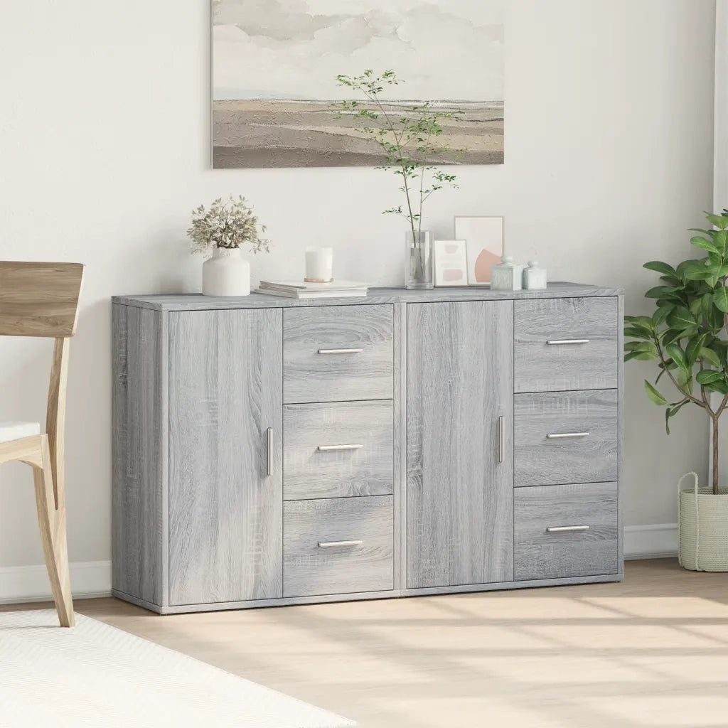 Credenze 2 pz Grigio Sonoma 60x31x70 cm in Legno Multistrato