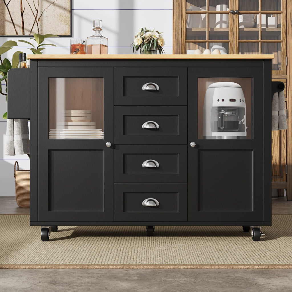 ISOLA CUCINA con piano pieghevole 137,9x73x92,5 cm MDF metallo nero