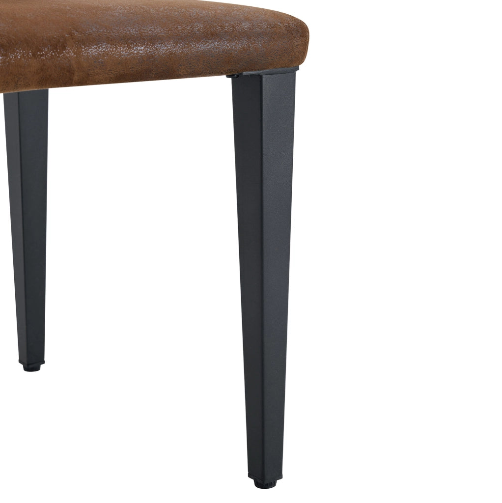Set 2 sedie da pranzo con schienale ergonomico in tessuto marrone e gambe in metallo nero HOMVRA