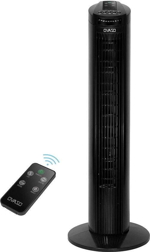 Ventilatore a Torre con Timer 3 Livelli 70° Oscillazione Silenzioso Nero 74 cm Controllo Remoto 45 W - Timer - Oscillazione