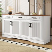 Credenza moderna con 4 ante e 3 cassetti in MDF bianco