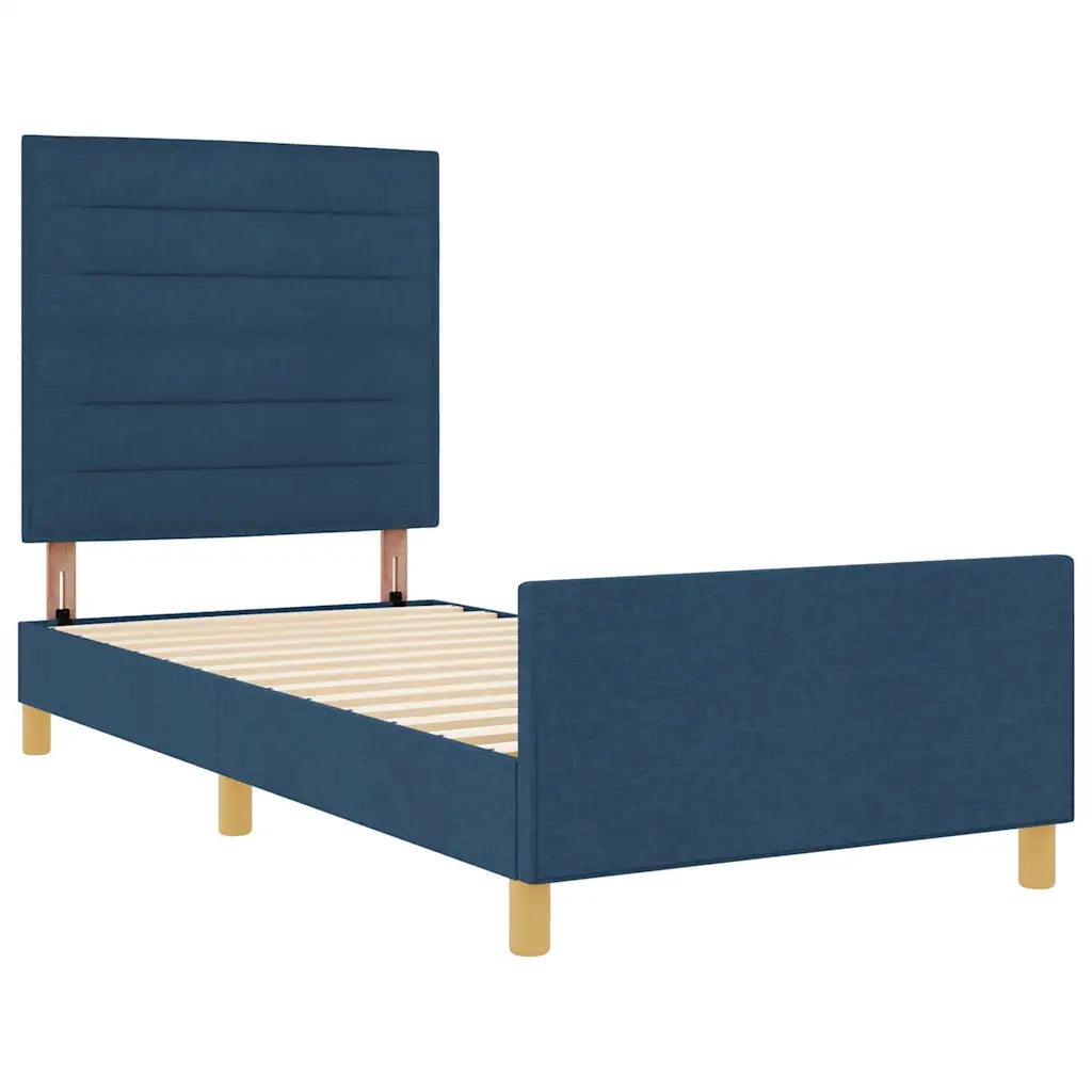 Struttura del letto con testiera-Giroletto Blu 90 x 190 cm Tessuto 802722