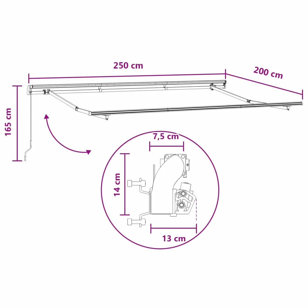 Tenda retrattile Sabbia 2,5 x 2 m Tessuto 3425608