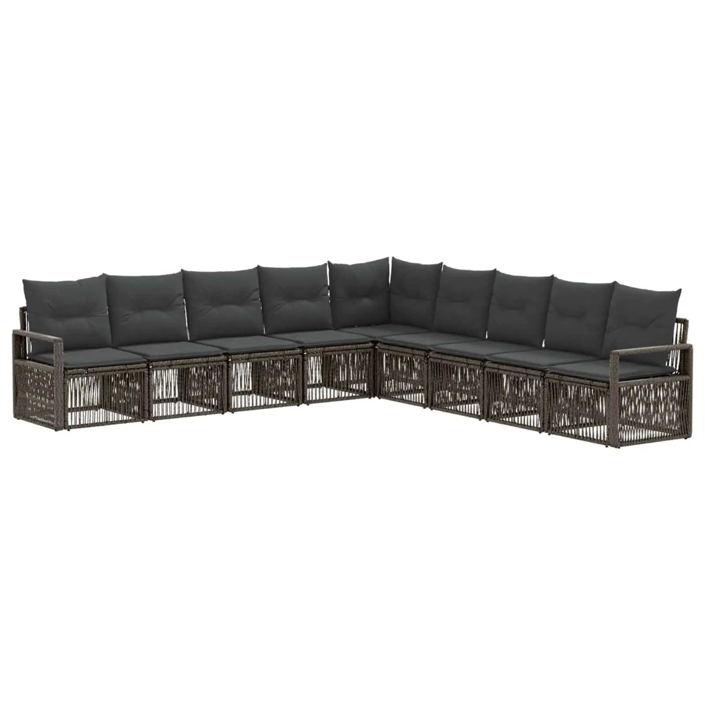 Set Divano da Giardino 9 pz Grigio polyrattan 3435734