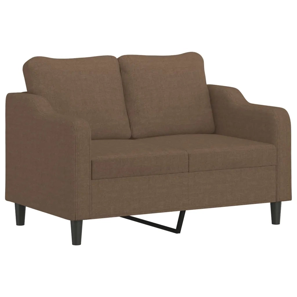 Set di Divani 3 pz con Cuscini Marrone in Tessuto