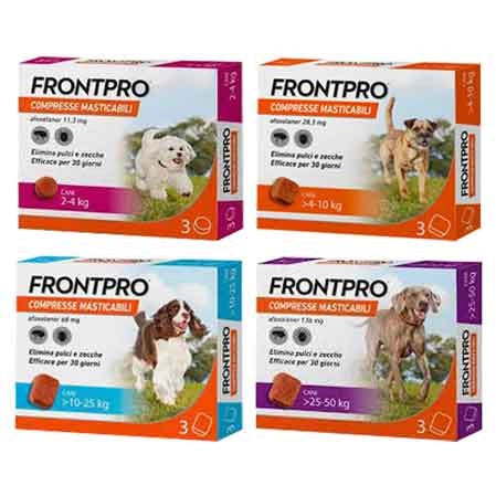 ANTIPARASSITARIO A COMPRESSE MASTICABILI 'FRONTLINE' Per cani 2-4Kg - 3 Compresse - FRONTLINE