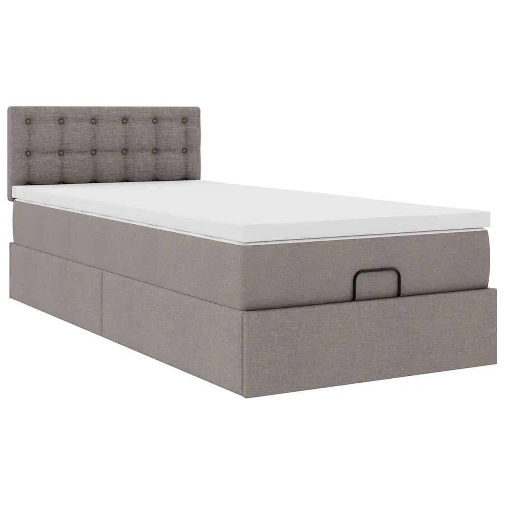 Struttura Letto Pouf con Materasso Tortora 90x190 cm in Tessuto 3311591