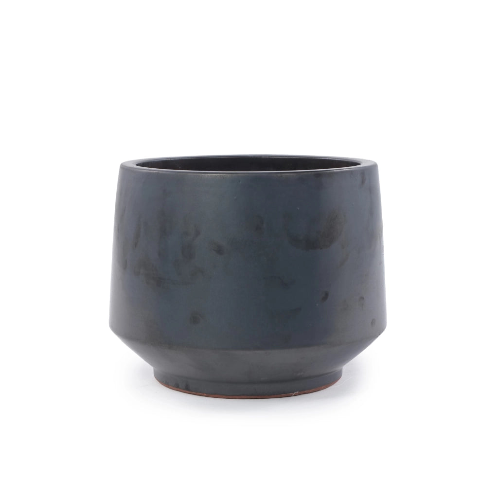 Vaso per piante in ceramica Ø 28 cm con finitura nera opaca; per interni ed esterni; resistente al gelo