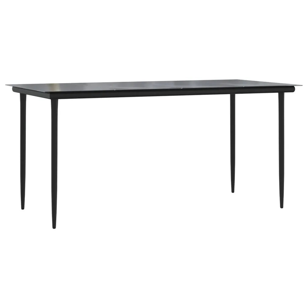 Set da Pranzo da Giardino 7 pz Nero con Cuscini in Polyrattan