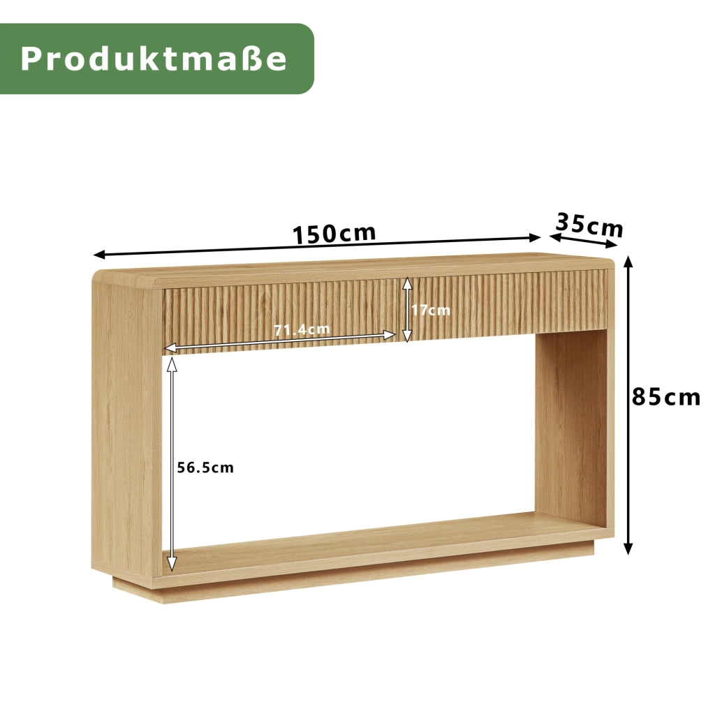 Consolle da ingresso 150 cm con 2 cassetti e ripiano aperto naturale HOMVRA
