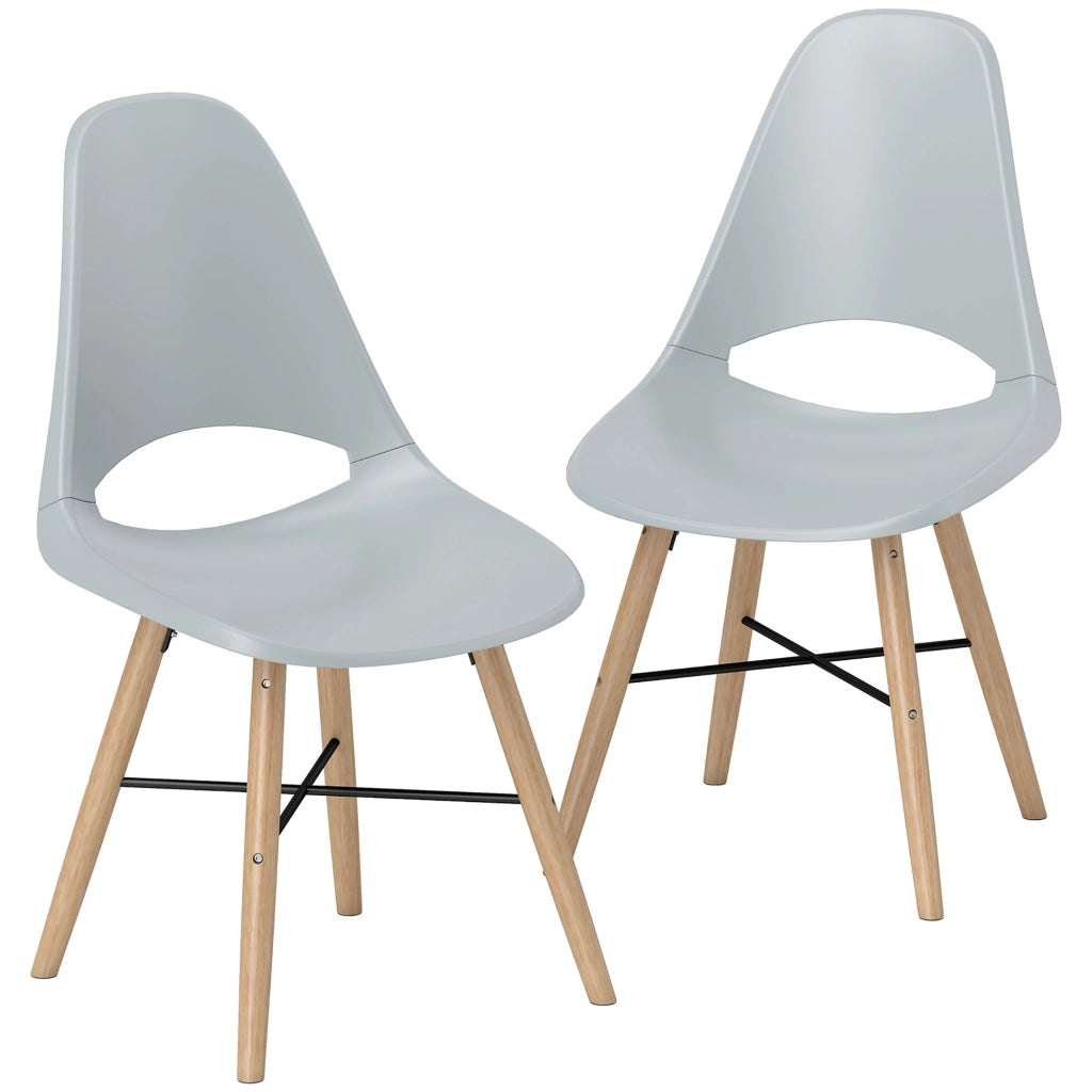 Set 2 Sedie da Pranzo ¨C Zephmum ¨C Plastica e Legno Grigio