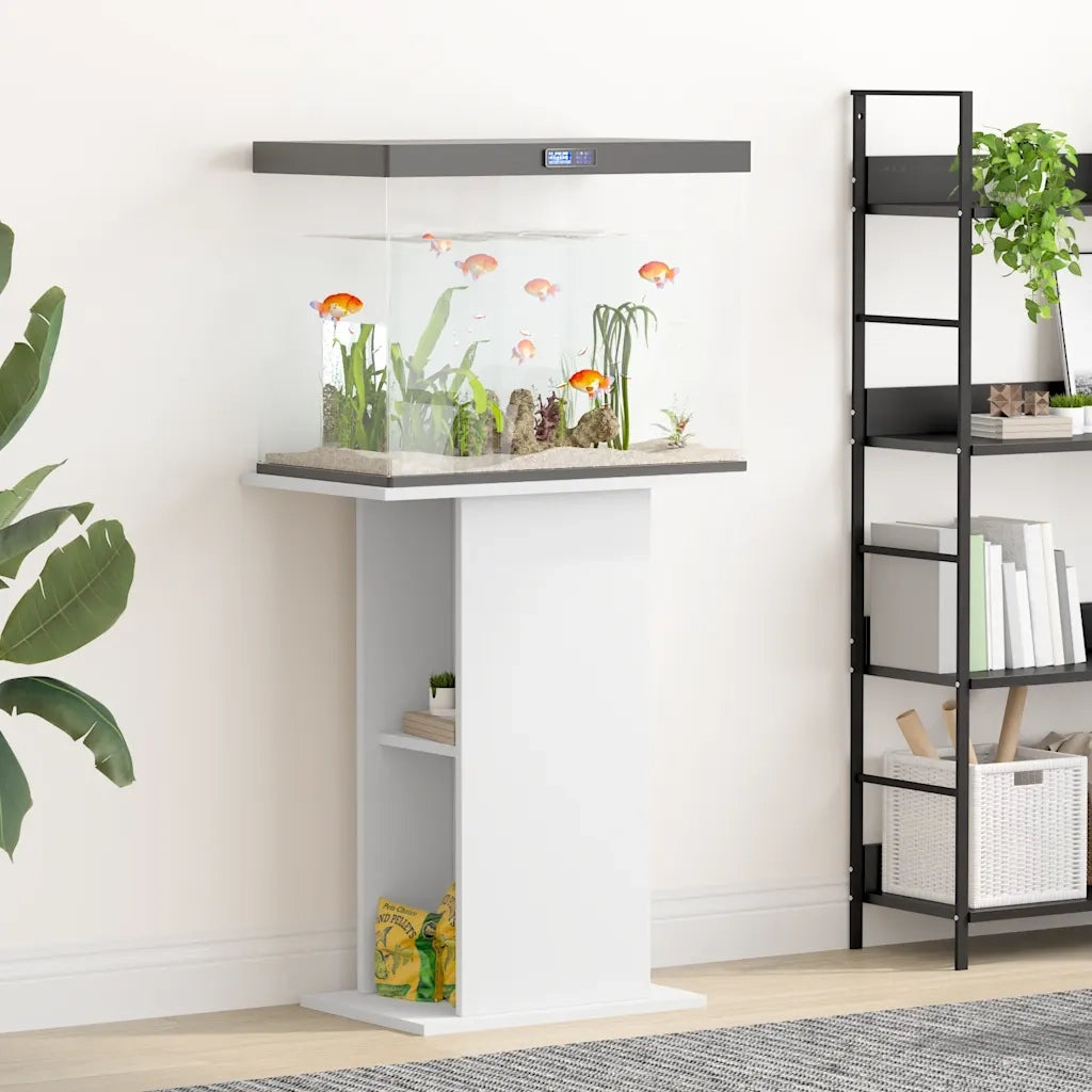 Supporto per Acquario Bianco 60,5x36x72,5 cm Legno Multistrato 833639