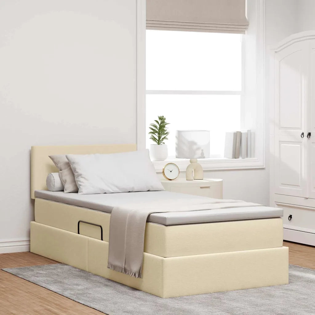 Letto con contenitore e materasso Crema 90 x 200 cm