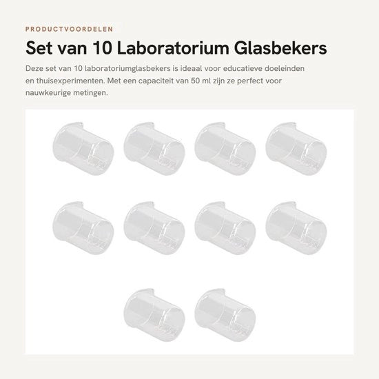 Set di bicchieri di laboratorio in borosilicato 50 ml, spessi, con set di 10, linea di suono chiara, resistenti a acidi e basi, di alta qualità, facile da pulire, cilindrici.